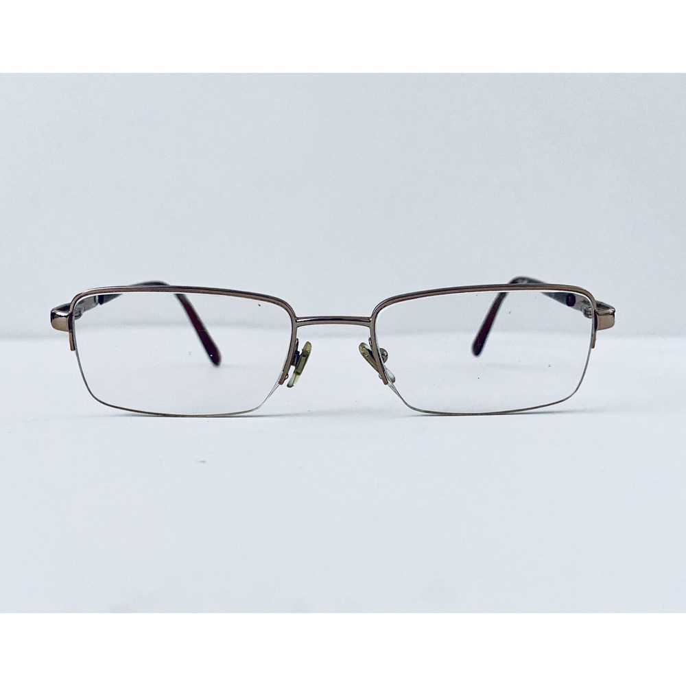 Versace Gold Metal Half Rim Rectangular Frame Glasses Italy MOD 1066 50 18 135